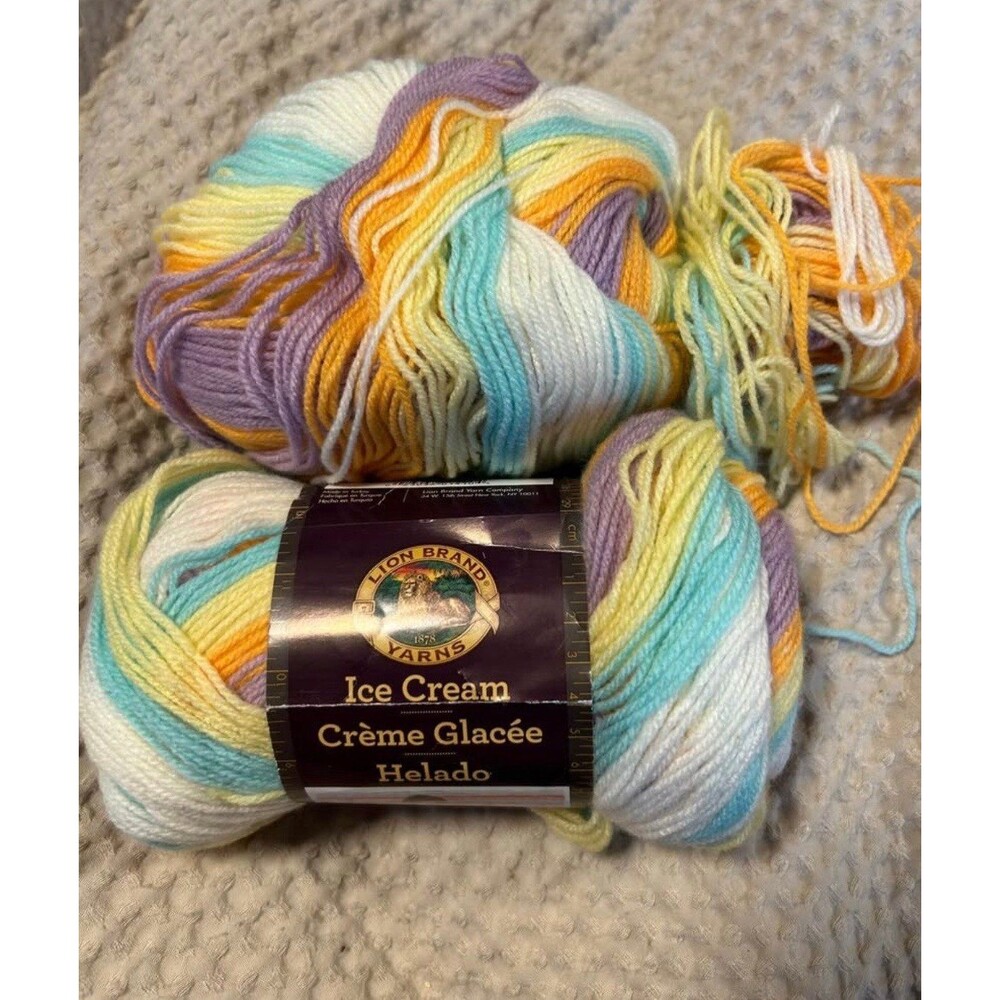 Lion Brand Ice Cream Yarn – 1 New Skein, 1 Partial
